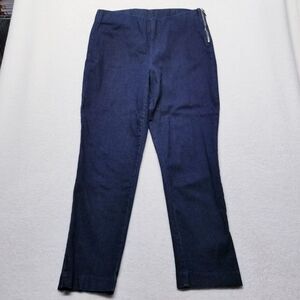 Chicos Platinum 2 Us 12 Large Jeans Ankle Side Zip Stretch Blue Elastic Waist